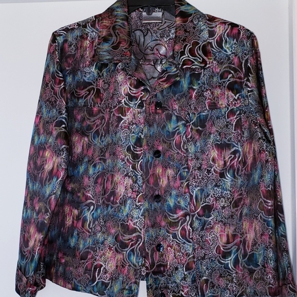 Chico's Metallic Thread Rayon/Silk Jacket vintage - Picture 1 of 8